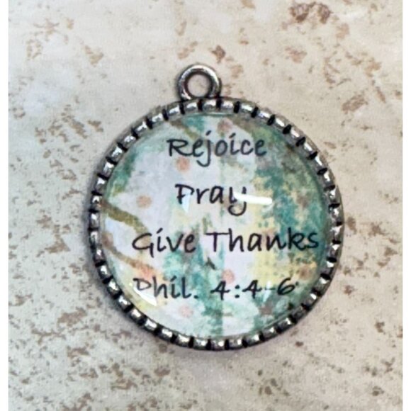Christian Pendant Charm Rejoice Pray Give Thanks Phil. 4:4-6 Tree of Life - Picture 6 of 6